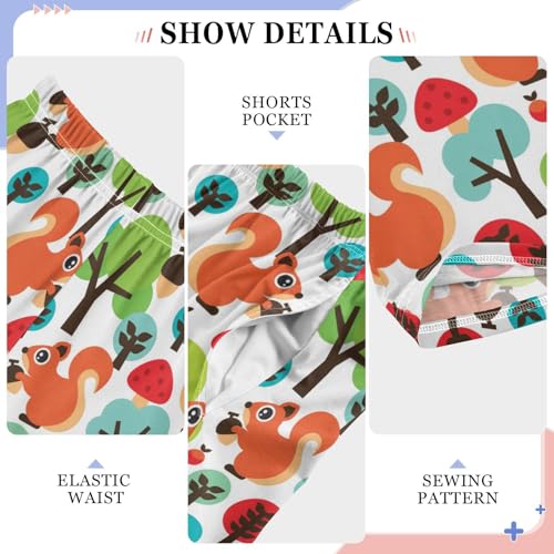 ZZXXB Squirrel Colorful Trees Boys Long Pants Soft Trousers Elastic Waist Kids Lounge Bottoms with Pockets S-XL4