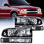 Nilight Headlight Assembly for 1998 1999 2000 2001 2002 2003 2004 2005 Chevy Blazer Headlights 1998-2004 Chevrolet S10 Pickup Replacement Headlamp Housing Bumper Lights, 2 Years Warranty