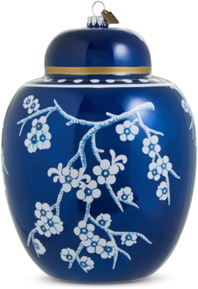 Raz Imports Eric Cortina 2023 8" Ginger Jar Ornament - Blue/White