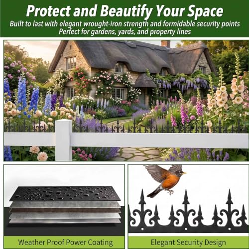 Zckjnoi Metal Anti Climb Fence Spikes, Decorative Fence Topper Wall Spikes for Outside, Fence Spikes Animal Deterrent for Cats, Squirrels and Birds, Iron Fence Topper for Garden Gate Wall Roof Edge by Zckjnoi - Used condition - Image 4