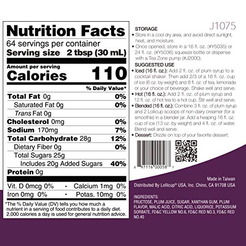 Tea Zone 64 Fl. Oz Plum Syrup #TOP5