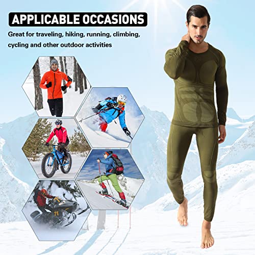 image for MeetHoo Men's Thermal Underwear, Ski Compression Long Johns Set Base L