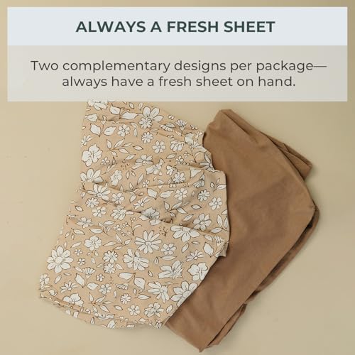 Image of Pobibaby - 2 Pack Crib Sheets Girl, Premium Fitted Baby Crib Sheets for Standard Mattress - Ultra-Soft Jersey Knit, Safe and Snug, Stylish Floral Design (Meadow)