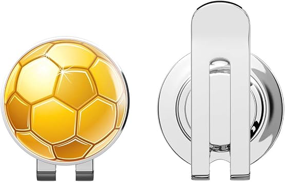 Soccer Ball Golden Golf Hat Clip with Magnetic Ball Marker