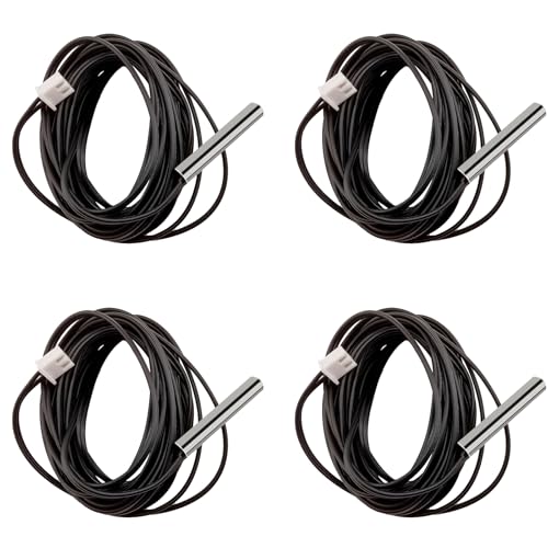 TIEXYE 4pcs 10K Thermistor 3 M, 3950 NTC 10K Thermistor Temperature Sensor Probe, Stainless Steel NTC 10K Temp Sensor Probe use for Water Dispenser/Refrigerators/Freezers,etc.