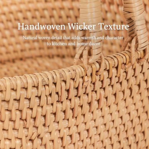 Handwoven Rattan Picnic Basket, 11"×11"×4" Rustic Storage - image 6