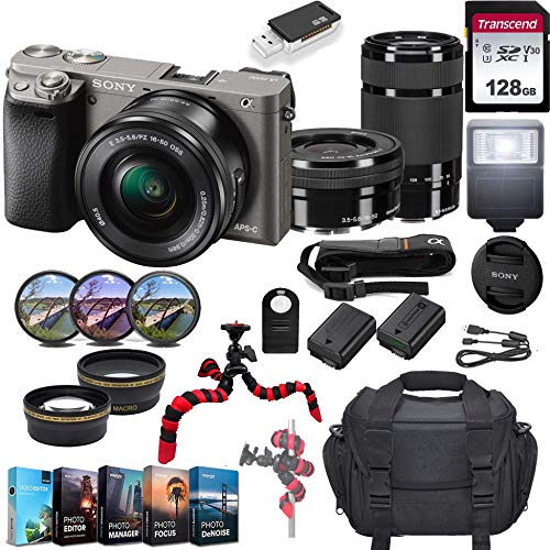 Sony Alpha a6000 Mirrorless Camera w/ 16-50mm & 55-210mm Lenses & 128GB SD