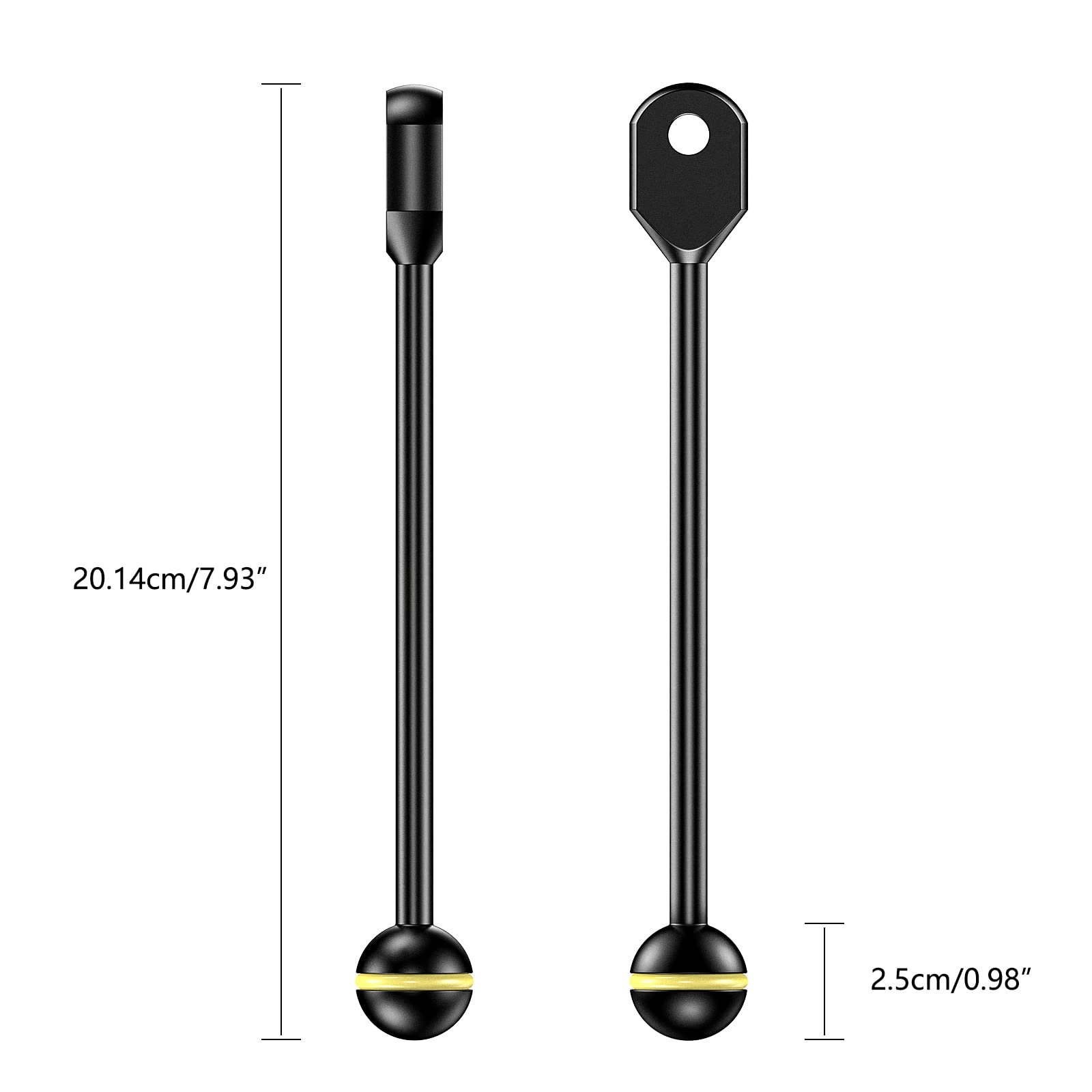 Sea frogs Adaptador YS de Aluminio de 17,78 cm, Brazo esférico para conectar luz estroboscópica de vídeo a Carcasa submarina