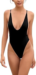 Women's High Cut One Piece Bathing Suit Backless Thong Brazilian Swimsuit