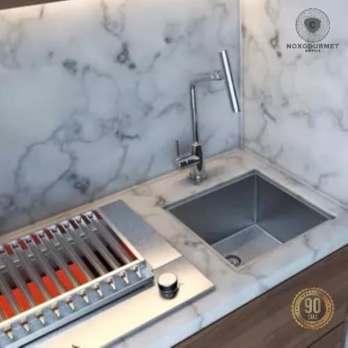 Cuba Gourmet Quadrada em Aço Inox 35x35 Cm Premium Escovada para Cozinha