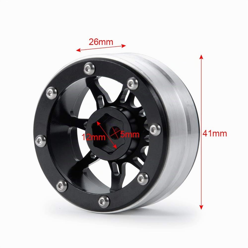 AXspeed 1,9" Beadlock Felgen für 1/10 Axial SCX10 TRX4 D90 RC Crawler Car 4 Stück