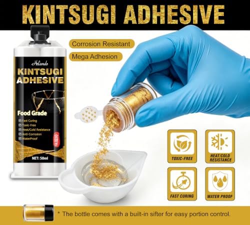 Kintsugi Repair Kit Gold Silver Food Grade Ceramic Pottery Resin Glue 50ml — view 2