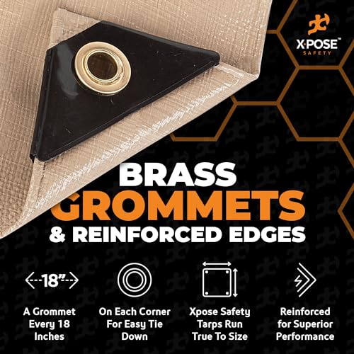 image for Heavy Duty Tan Poly Tarp 7' X 10' - Multipurpose Protective Cover - Du