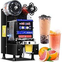 Cup Sealing Machine Fully Automatic Cup Sealer, 90/95mm Electric Cup Sealer Machine Full Automatic 540-760 Cups/H Black
