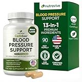 Nutravive 13-in-1 Heart Health Supplement – Supports Healthy Circulation & Blood Pressure Levels – with Hawthorn, Garlic, Olive Leaf, Hibiscus, B12, Juniper, Green Tea and More |GMP|90 Capsules|