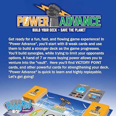 Power Advance Deck Building Game, Ages 10 and Up, 1 to 4 Players, Game Mat Included, Build Your Deck and Save The Planet!