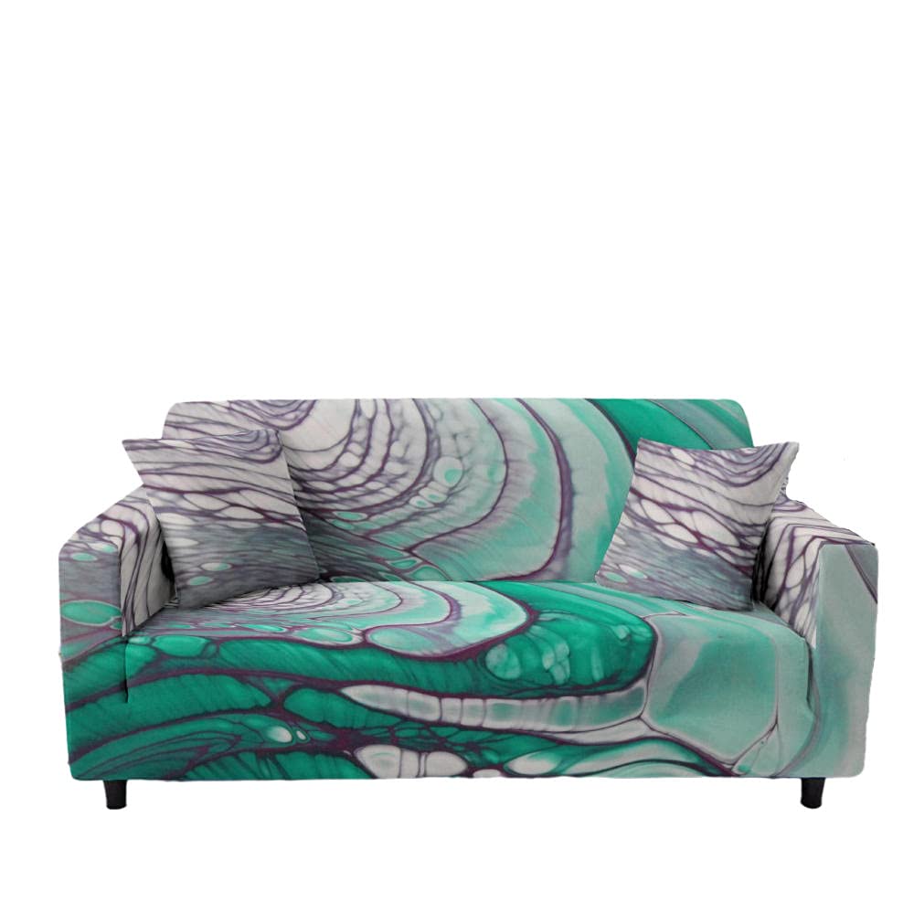 Sofa Slipcover, Stretch Sofa Cover Furniture Protector Couch Cover with Elastic Straps, Fit for 1/2/3/4 Seater Living Room Sofa Couch Cover-Marble_Style_06_2-Seater(145-185cm/57-73inch)