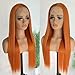 GJRainDY Ginger Wig - Synthetic Lace Front Wig for Women, Long Straight, Orange, Heat Resistant, Light Auburn, Cosplay, Party, Halloween, Daily Use