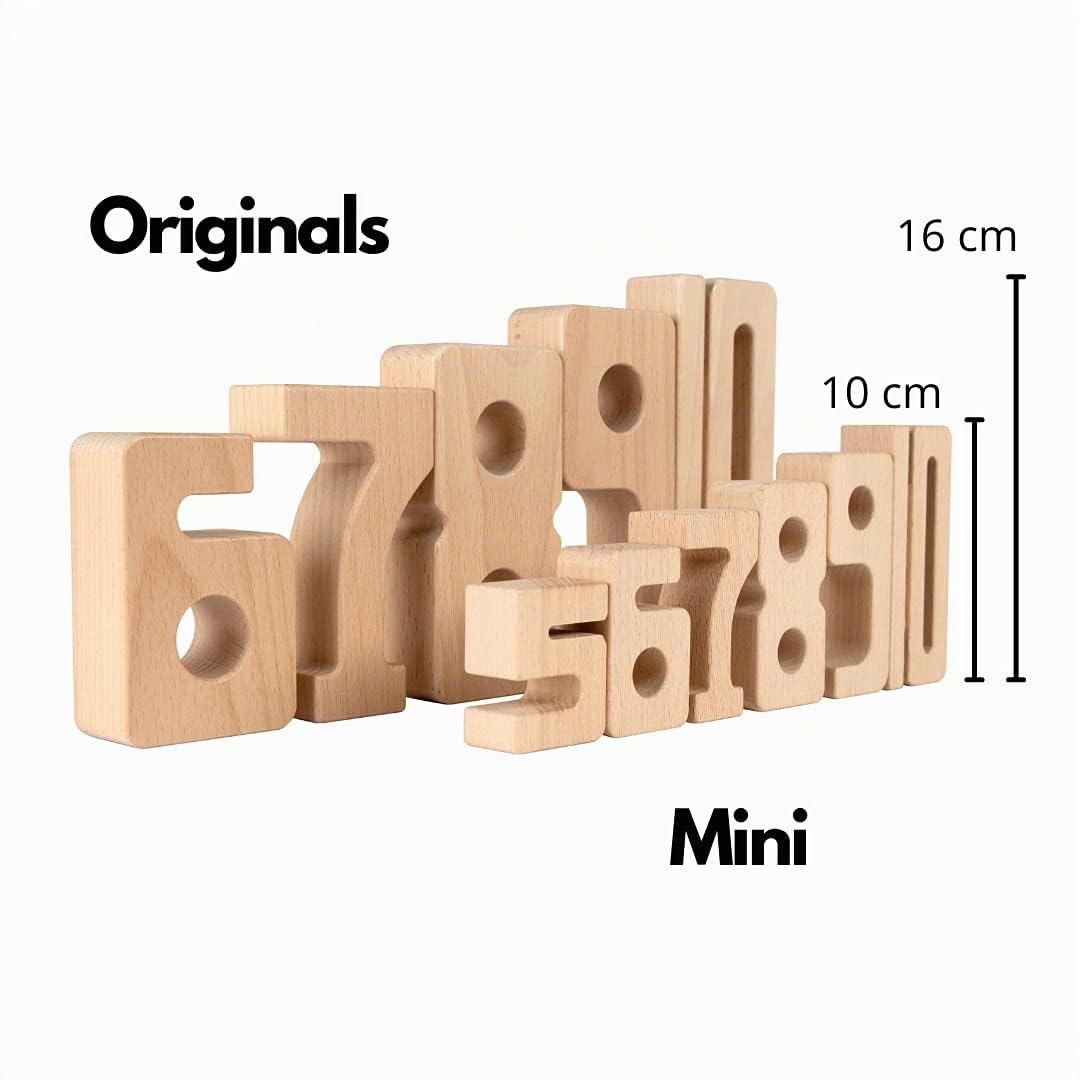 SumBlox Mini (Starter Set) – Set of 38 Mini STEM Solid Wood Educational Numbers, including Wooden Box and Pack of 36 Activity Cards (Alemania)