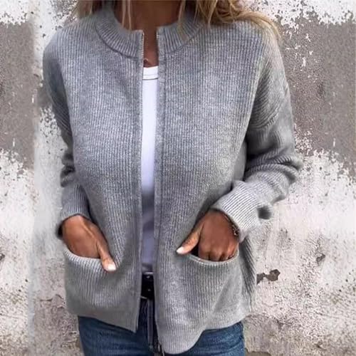 Knitted Coat,Women Knitted Crop Cardigan, Women's 2024 Fall Long Sleeve Crewneck Cropped Cardigan Sweaters3