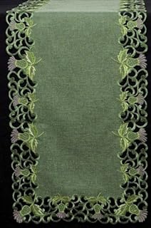 Table Runner (Large) in Green Balmoral Thistle Design. Beautifully embroidered table linen to grace your dining table at Hogmanay, Burns Night, St Andrews Day, or to dress the tables at your Scottish Wedding, Engagement Party or other Scottish also for