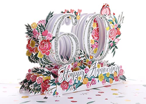 Igifts And Cards Happy 60Th Milestone Anniversary 3D Pop Up Greeting Card - Perfect Couple, Elegant Wedding, Marriage, Romantic, Being Together, Diamond Congratulations, Lovebirds, Love 'N Happiness #TOP3