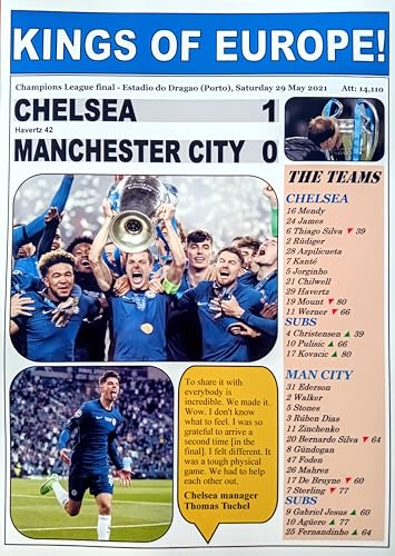Sports Prints UK Chelsea 1 Manchester City 0 - 2021 Champions League final - souvenir print