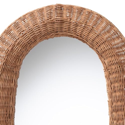 bali & pari Brisia Oval Rattan Wall Mirror - Handwoven Wicker Framed Mirror for Entryway, Living Room, or Bedroom, Natural by bali & pari - Image 4