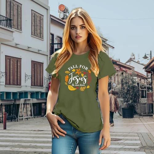 Christian Shirt for Women Jesus T-Shirt Inspirational Short Sleeve Fall for Jesus Tee Tops3