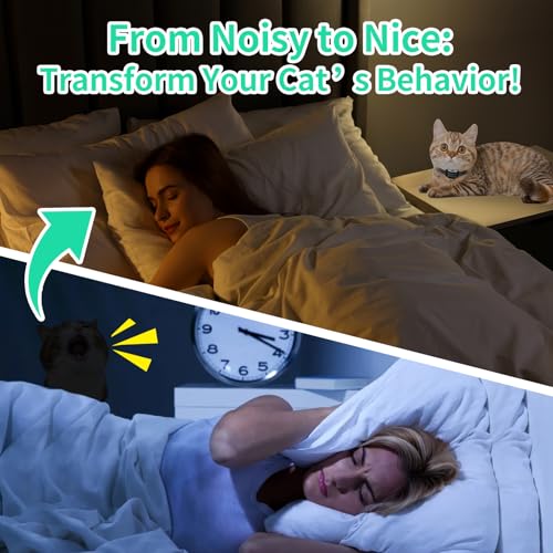 Mini Cat Training Collar, Smallest Shock Collar for Cats with Beep Vibration Shock, Auto Anti-Meow, Vibration & Shock Modes Adjustable, Rechargeable Waterproof Cat Collar for 5-15lbs Cats & Above