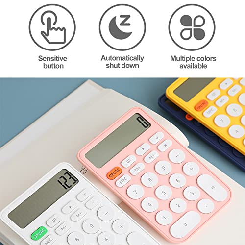 Cute Desk Accessories, Aesthetic Office Supplies, Benkaim White Desk Basic Calculator, Small Portable Standard Calculator, Handheld Desktop Calculator With Large Lcd Display #TOP3