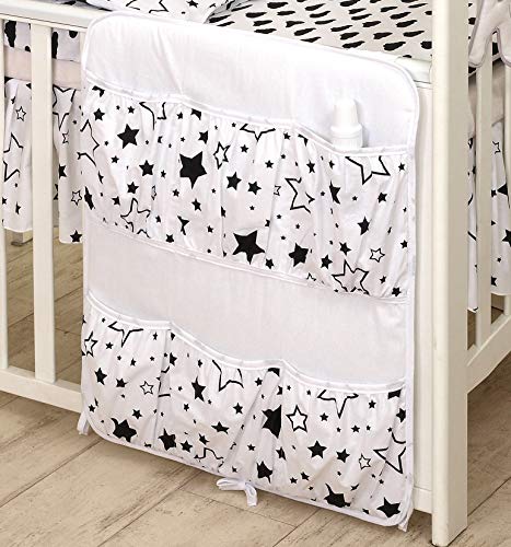 Organizador con 6 bolsillos 60x70cm /ordenado para cuna cama-100% Algodón (Black Stars)