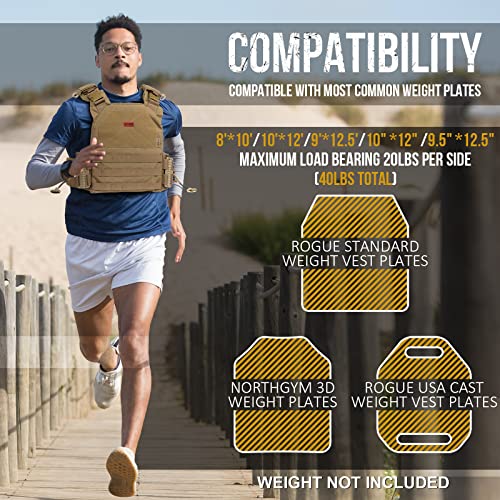 OneTigris Tactical Power Weight Vest, Adjustabel Breathable Weighted Vest with Quick Release Buckle and Side Pocket, Heavy Plate Carrier for Men Women for Workout, Fitness, Running(Plate Not Include - Image 3