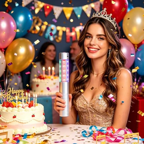 Bottle Service Lights LED Strobe Baton Bottle Girl Lights Rechargeable Handheld Flashing Club Signs Upgrade 4 Pcs for Birthday Wedding Party(Silver Colorful Light)