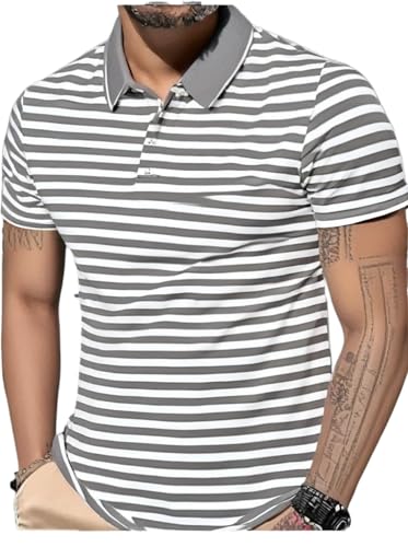 Image of Mack Jonney Men's Striped Cotton Rich Polo T Shirt | Collar Tshirts | Half Sleeves | Stripe-Regular Fit-MACK640682