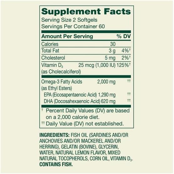 Miniatura 2 de H4U Spring Valley Maximum Care Omega-3 de aceite de pescado Suplemento dietético Cápsulas blandas para la salud ocular, cerebro, huesos y corazón