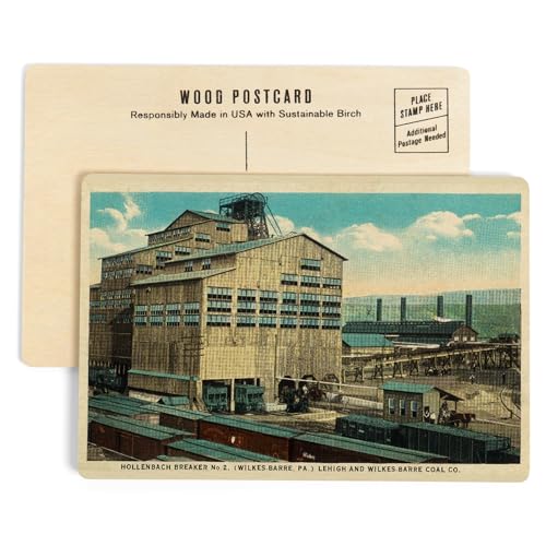 Wilkes-Barre, Pennsylvania, Trains at Lehigh and Wilkes-Barre Coal Company (4x6 Birch Wood Postcards, 2-Pack Stationary, Rustic Home Wall Decor)