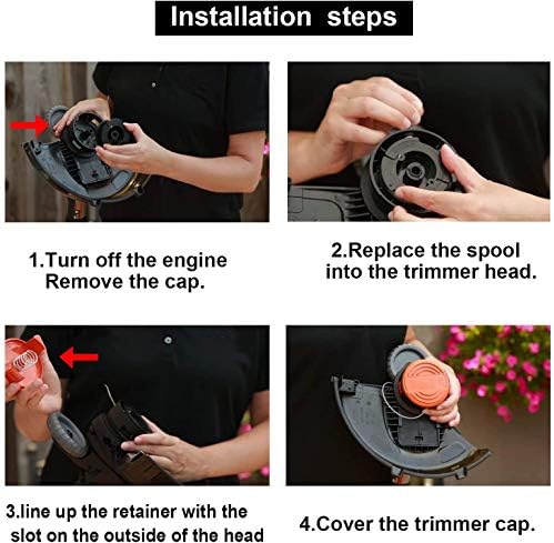 KAHEIGN 8Pcs A6481 A6485 Spool Line with Spool Cap for Black Decker Reflex Strimmer ST5530-GB GLC3630L20-GB STC1820PC-GB BESTA530-GB BESTA525-GB