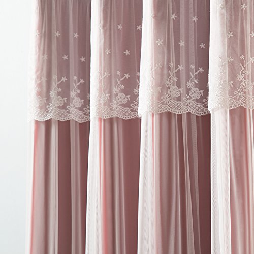 Best Home Fashion MM_DIMANCHE_GS-96-CARDINAL.RED Best Home Fashion Mix & Match Tulle Sheer with Attached Valance & Solid Blackout Curtain Set, Stainless Steel Nickel Grommet Top, Cardinal Red, 52"W x 96"L, (2 Curtains and 2 Sheer curtains)