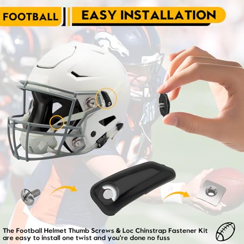 Football Helmet Thumb Screws & Loc Chinstrap Fastener Kit - Fits Riddell Speed Flex Helmet, Stabilizes Football Chin Strap for Enhanced Head Safety, Black - Thumbnail 6