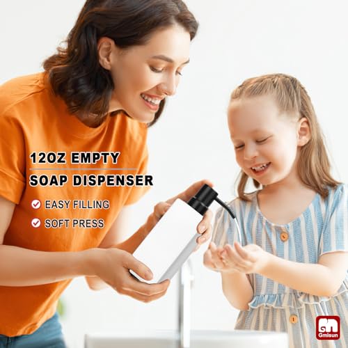 image for GMISUN White Soap Dispenser Bathroom, Hand Glass Soap Dispenser with S