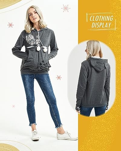 besbomig Ladies Hoodie Womens Hooded Sweatshirt - Super Warm and Cozy Faux Fleece Long Sleeve Casual Lightweight Sweatshirt Pullover Tops for Autumn Winter with Big Pouch