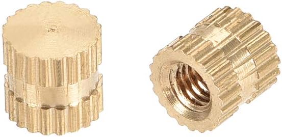 uxcell Knurled Insert Nuts, 50Pcs M3 x 5mm(L) x 5mm(OD) Female Thread Brass Blind Embedment Nuts