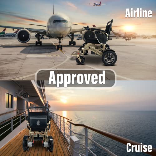 Malisa Electric Wheelchair, Automatic Folding Power Wheelchair For Adults, Foldable Motorized Wheel Chair, Portable Lightweight All Terrain Electric Wheelchairs (Bronze Frame) #TOP2