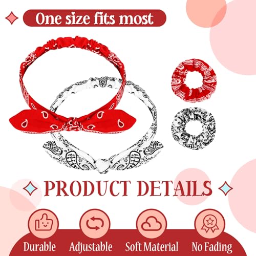 Hoteam AY-HOTEAM-31774 2 Set Bandana Headband And Bandana Scrunchies For Women And Girls, Elastic Paisley Headbands Paisley Bandana Hair Tie Knot Retro Headbands Adjustable Headwrap thumb #1