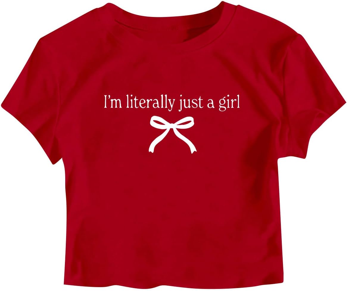 Girl's Letter Bow Graphic Tees Short Sleeve Crewneck Cute Shirts for Teen Girls Trendy
