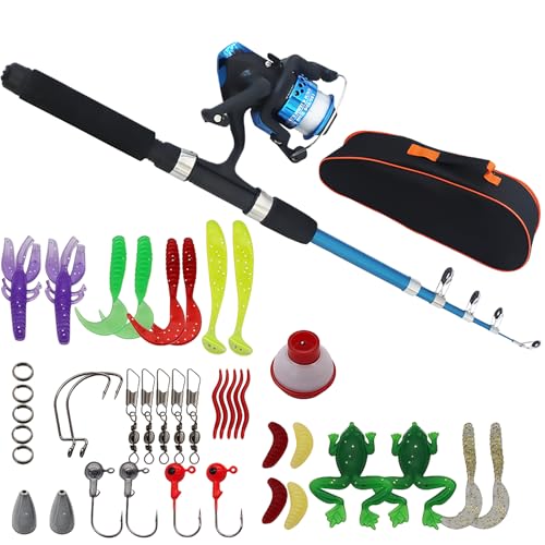 Canne à Pêche Enfant 1,5 m, Kit de Pêche Complet...