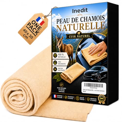 Peau De Chamois [Société Française] Modèle Small (40 x 30 cm) Peau de Chamois 100% Naturelle Professionnelle – Cuir Ultra Absorbant - Pour Voitures et Toutes Surfaces (SMALL)