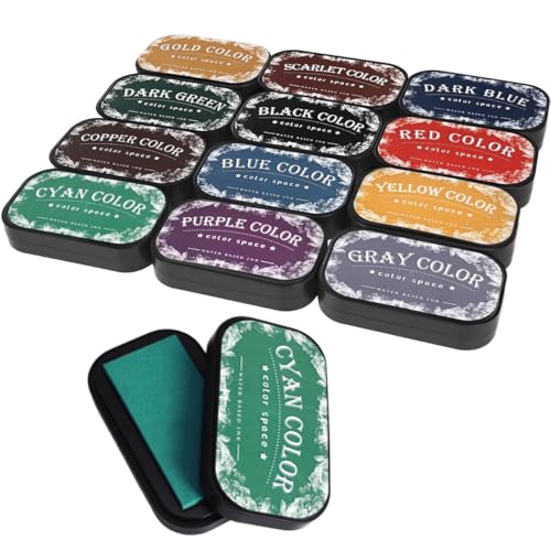 Large Finger Ink Pads for Kids Washable Craft Ink Stamp Pads,Retro12 Color DIY Clear Embossing Ink Pad for Baby Footprint Handprint,Rubber Stamps, Paper, Scrapbooking,Best Gift for Kids and Adult