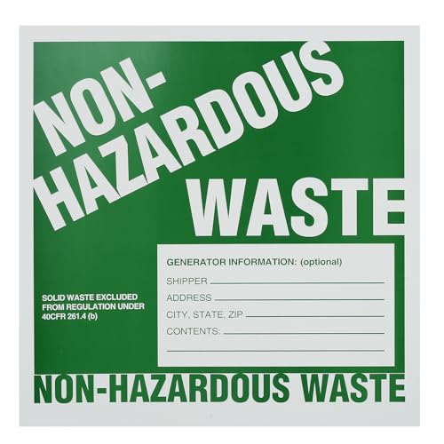 Foonkook Non-Hazardous Waste Label with Generator Info - 6x6 Inch Square Adhesive Paper Labels, Pack of 55